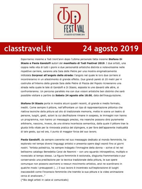 Rassegna Stampa Todi Festival 2019