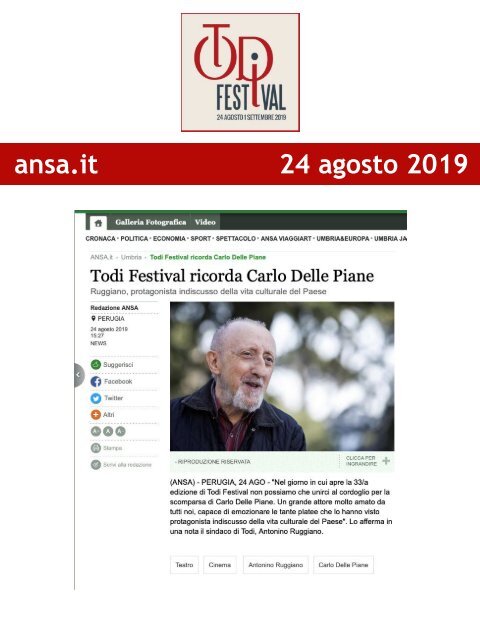 Rassegna Stampa Todi Festival 2019