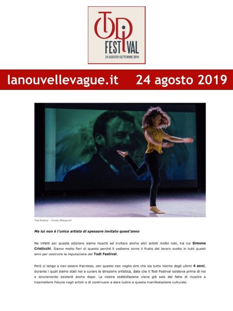 Rassegna Stampa Todi Festival 2019