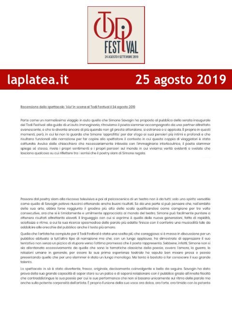 Rassegna Stampa Todi Festival 2019