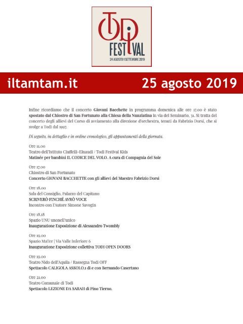 Rassegna Stampa Todi Festival 2019