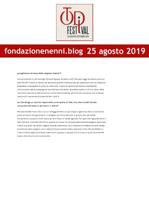 Rassegna Stampa Todi Festival 2019