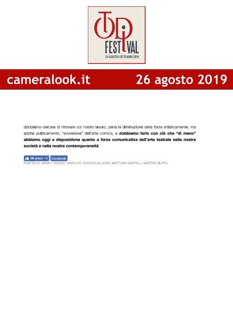 Rassegna Stampa Todi Festival 2019