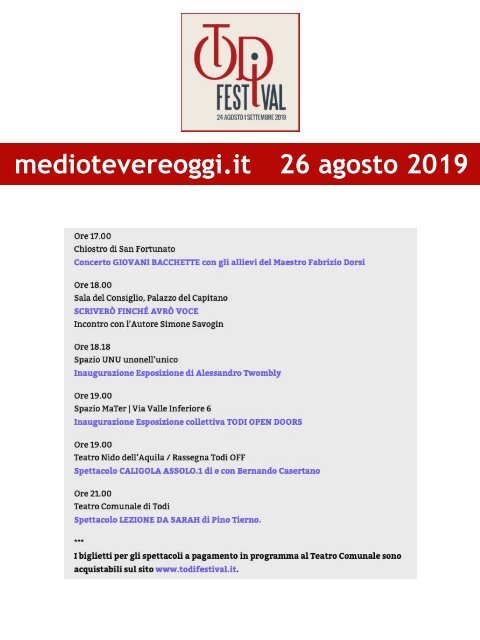 Rassegna Stampa Todi Festival 2019