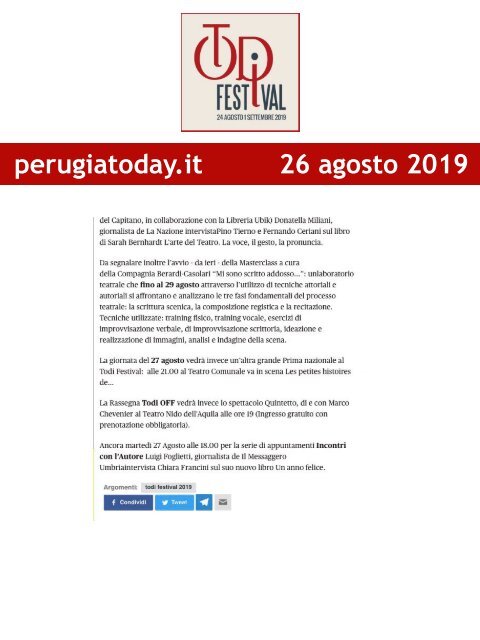 Rassegna Stampa Todi Festival 2019