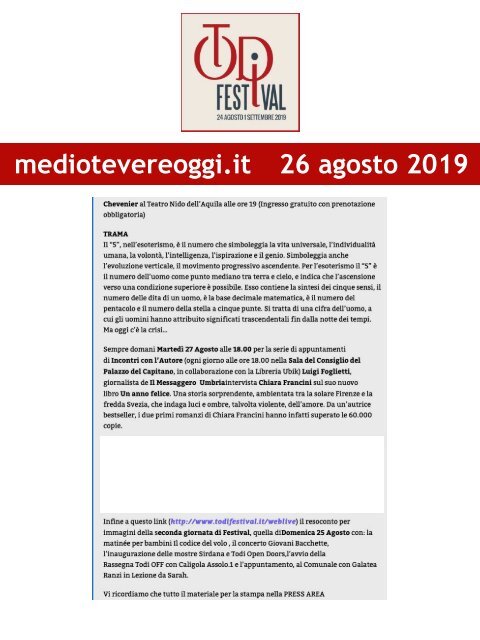 Rassegna Stampa Todi Festival 2019