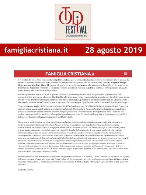 Rassegna Stampa Todi Festival 2019