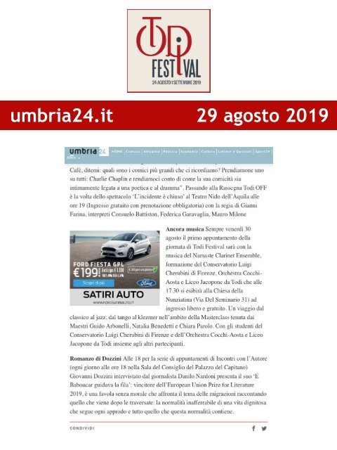 Rassegna Stampa Todi Festival 2019