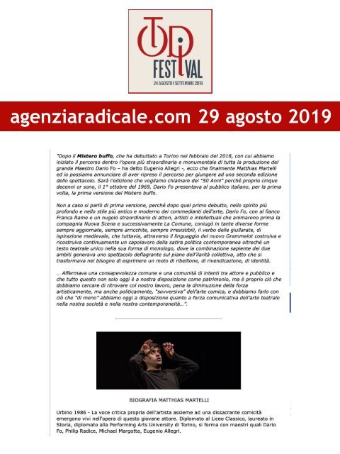 Rassegna Stampa Todi Festival 2019