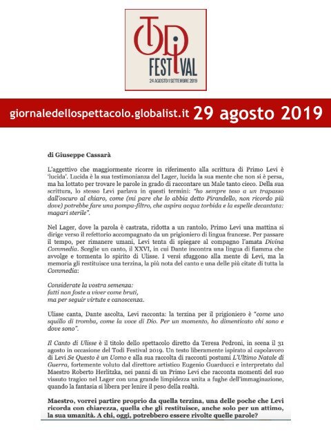 Rassegna Stampa Todi Festival 2019