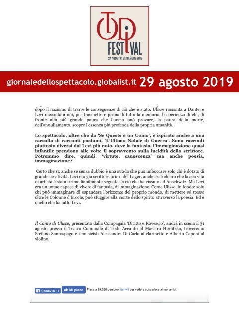 Rassegna Stampa Todi Festival 2019