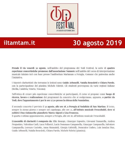 Rassegna Stampa Todi Festival 2019