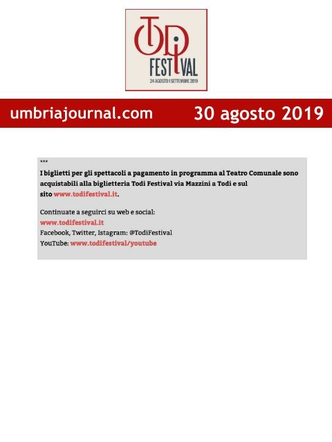 Rassegna Stampa Todi Festival 2019