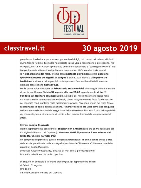 Rassegna Stampa Todi Festival 2019