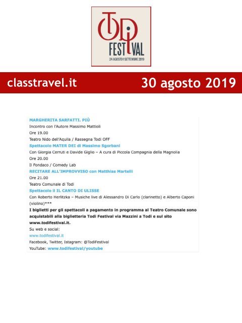 Rassegna Stampa Todi Festival 2019