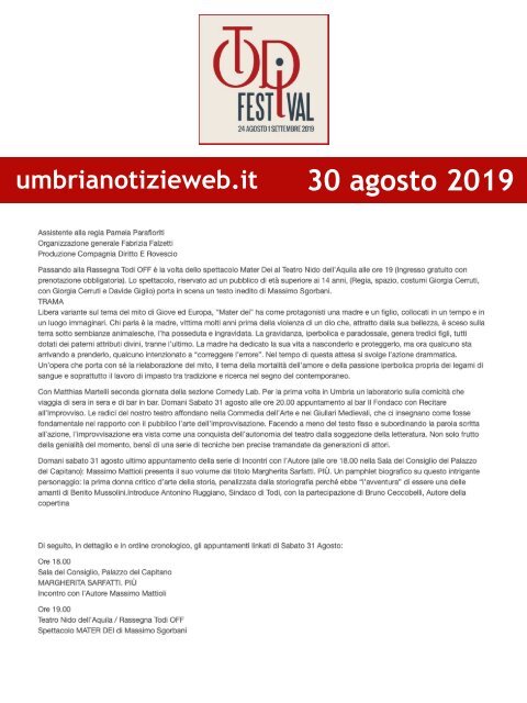 Rassegna Stampa Todi Festival 2019