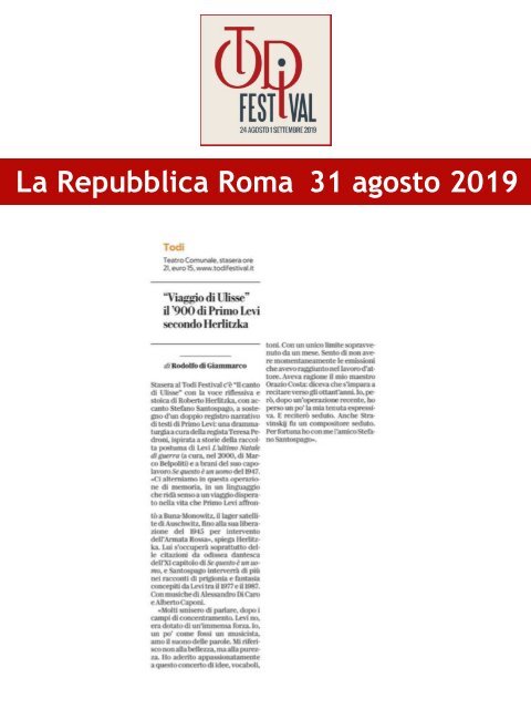 Rassegna Stampa Todi Festival 2019