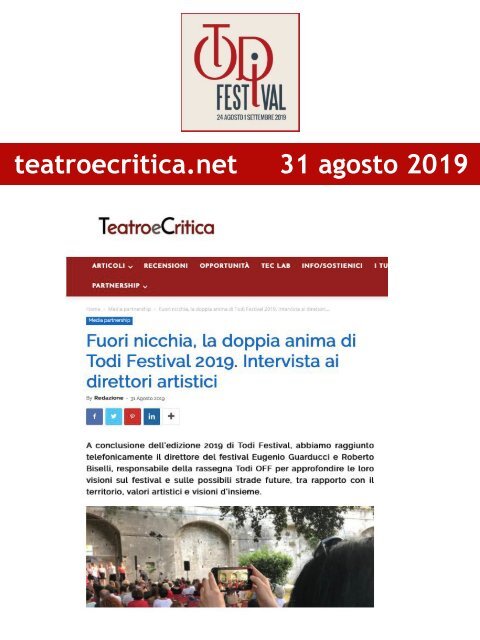 Rassegna Stampa Todi Festival 2019