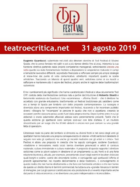 Rassegna Stampa Todi Festival 2019