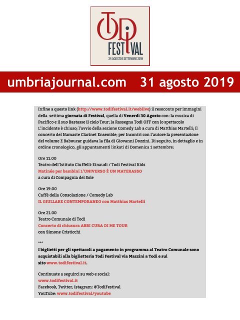 Rassegna Stampa Todi Festival 2019