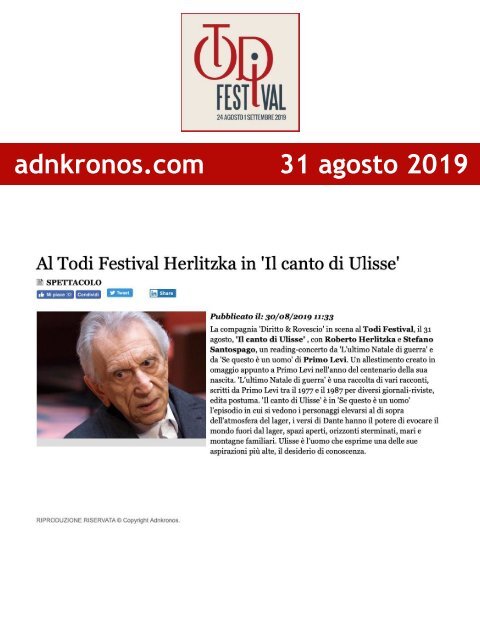 Rassegna Stampa Todi Festival 2019