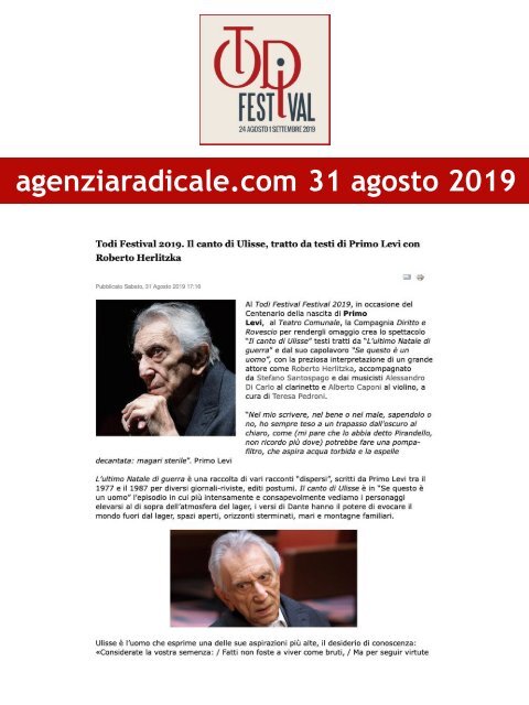 Rassegna Stampa Todi Festival 2019