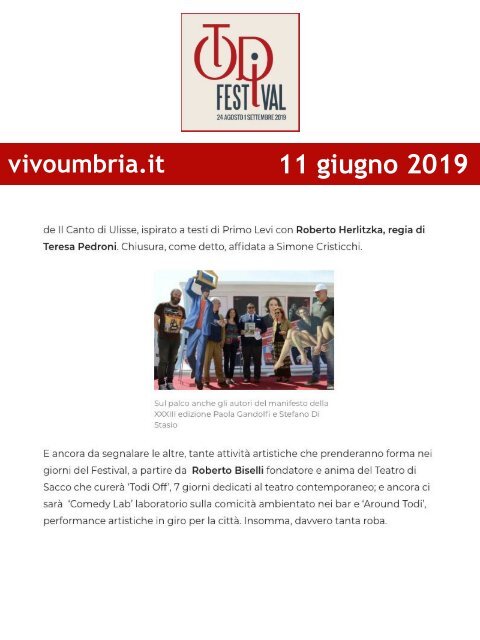 Rassegna Stampa Todi Festival 2019