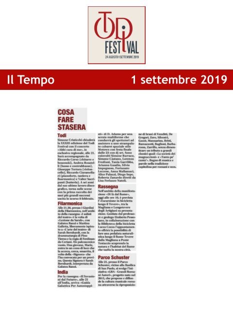 Rassegna Stampa Todi Festival 2019