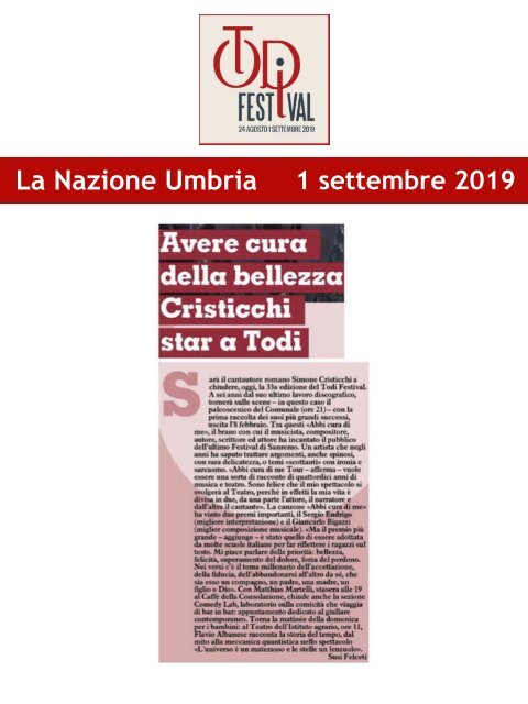 Rassegna Stampa Todi Festival 2019