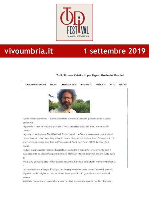 Rassegna Stampa Todi Festival 2019