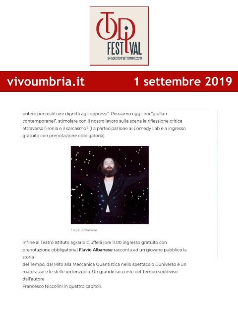 Rassegna Stampa Todi Festival 2019