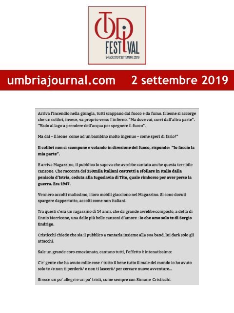 Rassegna Stampa Todi Festival 2019