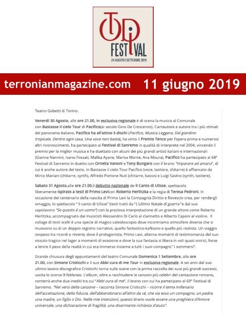 Rassegna Stampa Todi Festival 2019