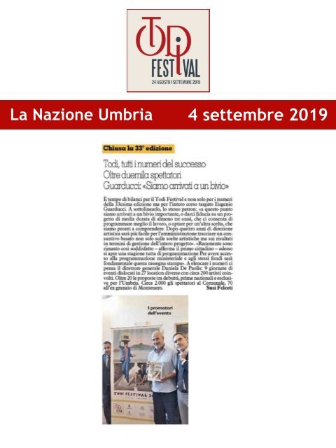 Rassegna Stampa Todi Festival 2019