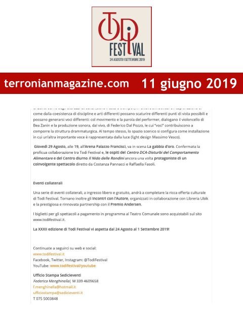 Rassegna Stampa Todi Festival 2019