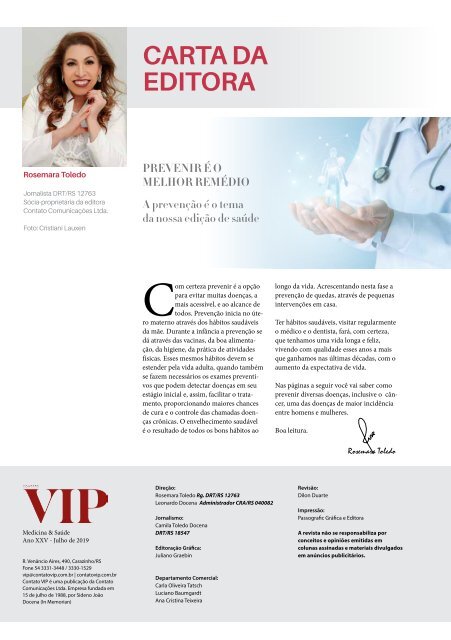 Contato VIP - Medicina e Saúde - Julho - 1ª edição 2019 - Passo Fundo  