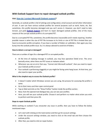 With Outlook Support learn to repair damaged outlook profiles 