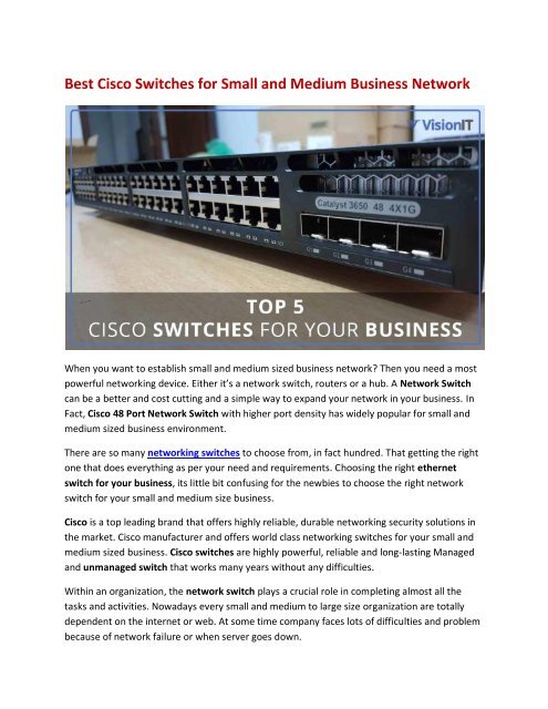 Top five Cisco Switches For Small company Networks
