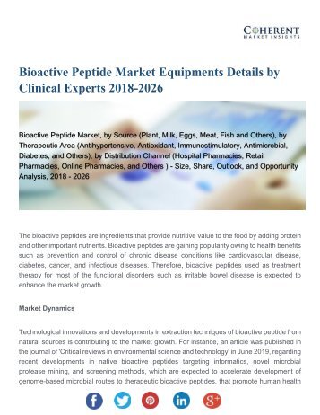 Bioactive Peptide Market Equipments Details by Clinical Experts 2018-2026