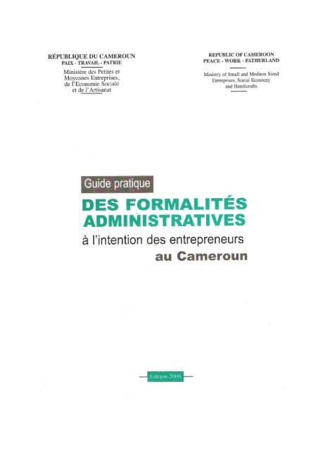 Guide Pratique des formalités administratives à l'intention des entrepreneurs au Cameroun