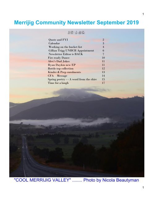 77 September 2019 Merrijig community Newsletter