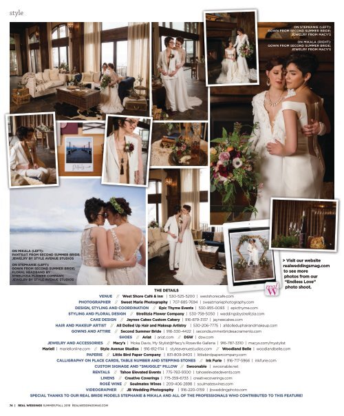Real Weddings Magazine's “Endless Love“ Styled Shoot - Summer/Fall 2019 - Featuring some of the Best Wedding Vendors in Sacramento, Tahoe and throughout Northern California!