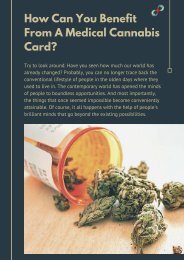 How Can You Benefit From A Medical Cannabis Card