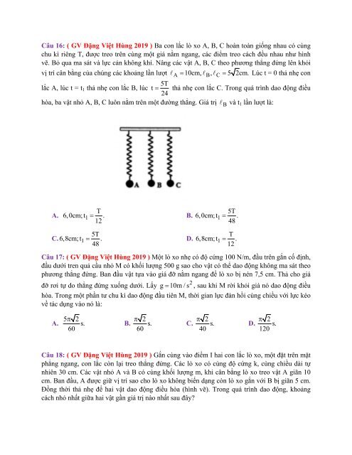 Bộ 1600 bài tập Vận dụng cao môn Vật Lý tách từ đề thi thử THPTQG năm 2019 có lời giải - Có lời giải chi tiết