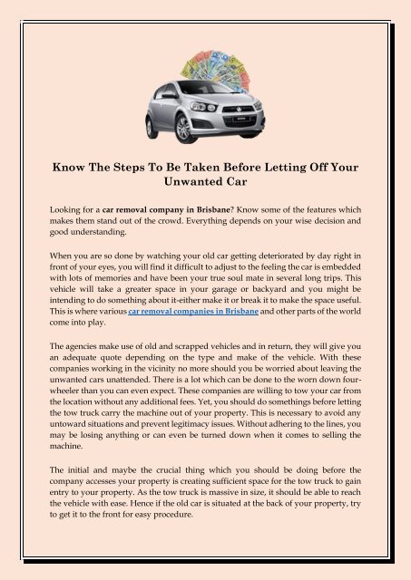 Know The Steps To Be Taken Before Letting Off Your Unwanted Car