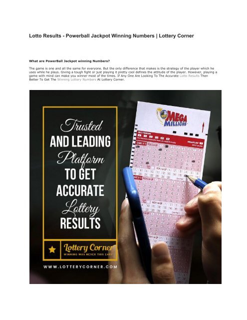 new lotto game results
