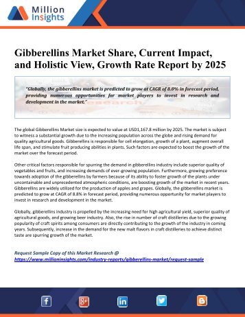 Gibberellins Market Share, Current Impact, and Holistic View, Growth Rate Report by 2025