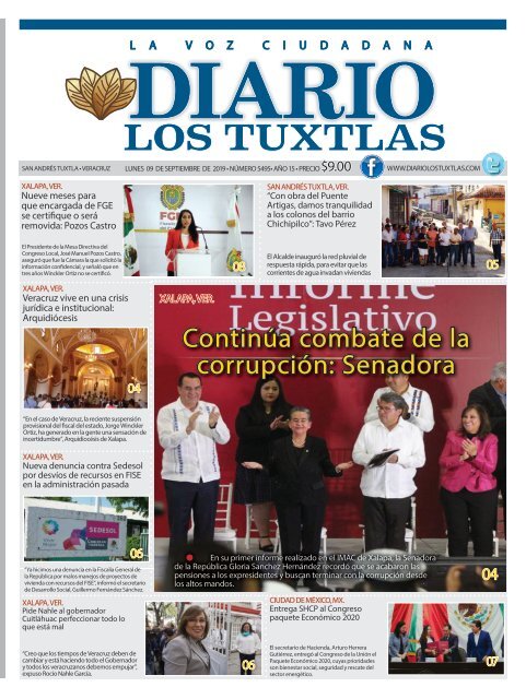 Edición de Diario Los Tuxtlas del día 09 de Septiembre de 2019