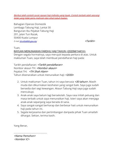 Dapatkan 10+ Contoh Surat Rayuan Haji Terbaik 