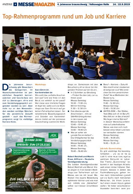 Das MesseMagazin zur 4. jobmesse braunschweig